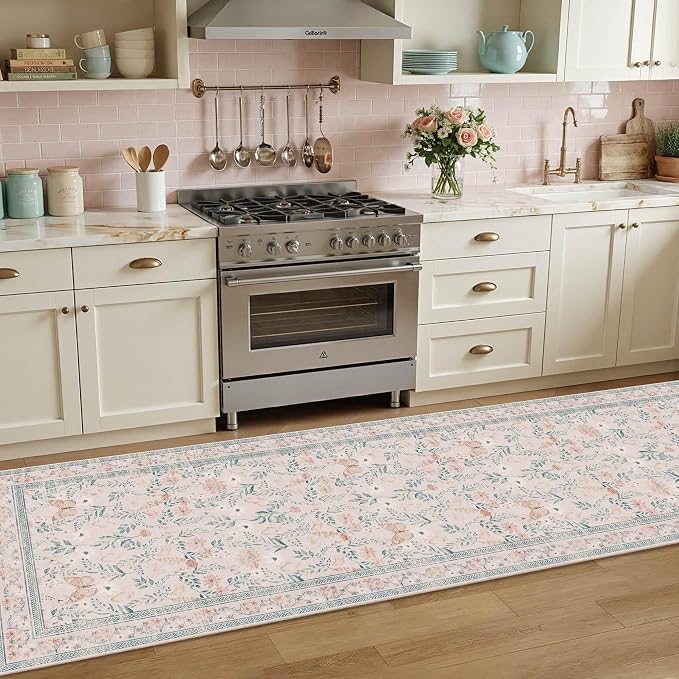 Rugxara 2'6" x 8' Floral Runner Rug, Washable Runners - Image 3