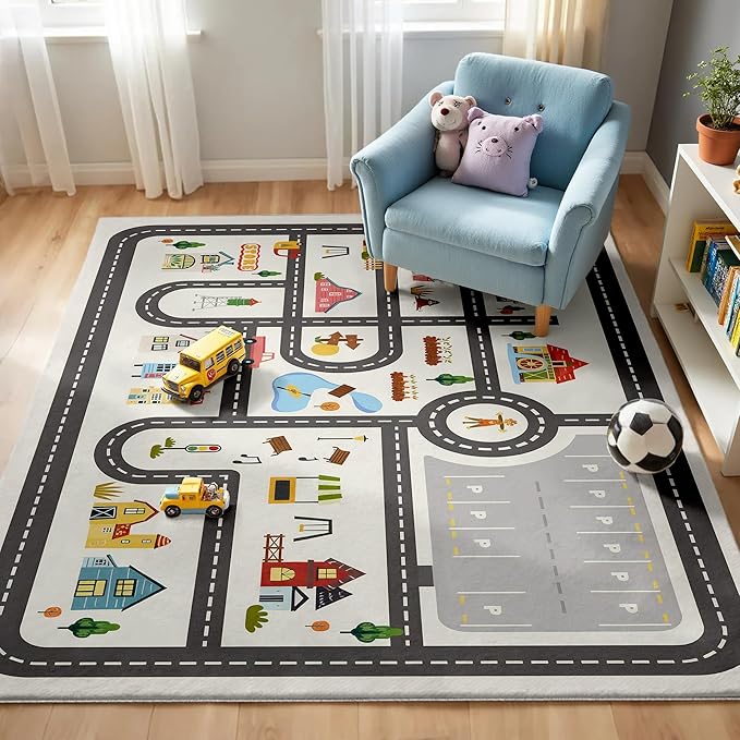 3x5ft Kids Town Road Play Rug by Nayoroom