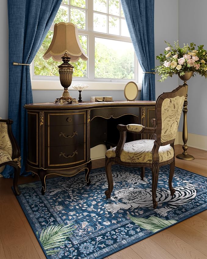 Moynesa Tiger Machine Washable Rug, 3x5 Entry Area Rug Non Slip Vintage Soft Rug - Image 6