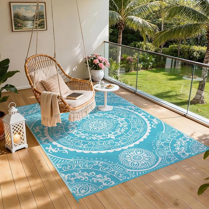 Pauwer Waterproof Outdoor Rug 6x9, Reversible Plastic Straw Patio Camping Rug - Image 6