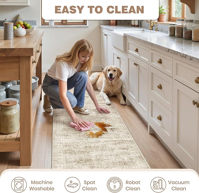 Washable Kitchen Rugs Sets of 2 Piece, Hallway Runner Rug Non-Slip - Image 9