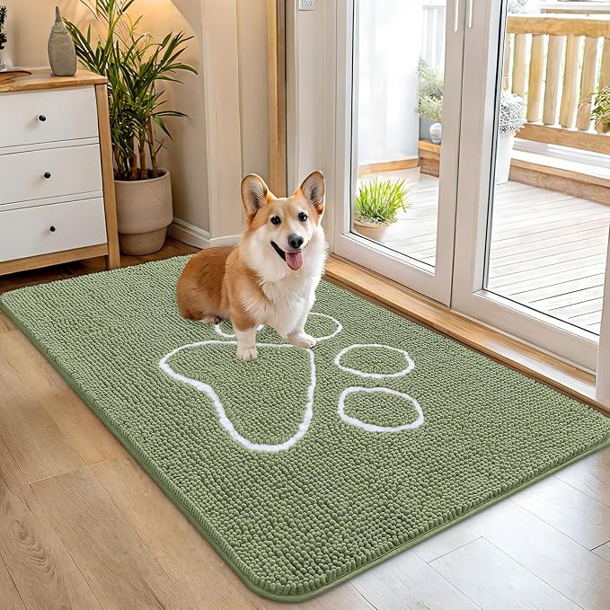 OLANLY Dog Door Mat for Muddy Paws 45x27, Paw Print Design, Absorbs Moisture by OLANLY