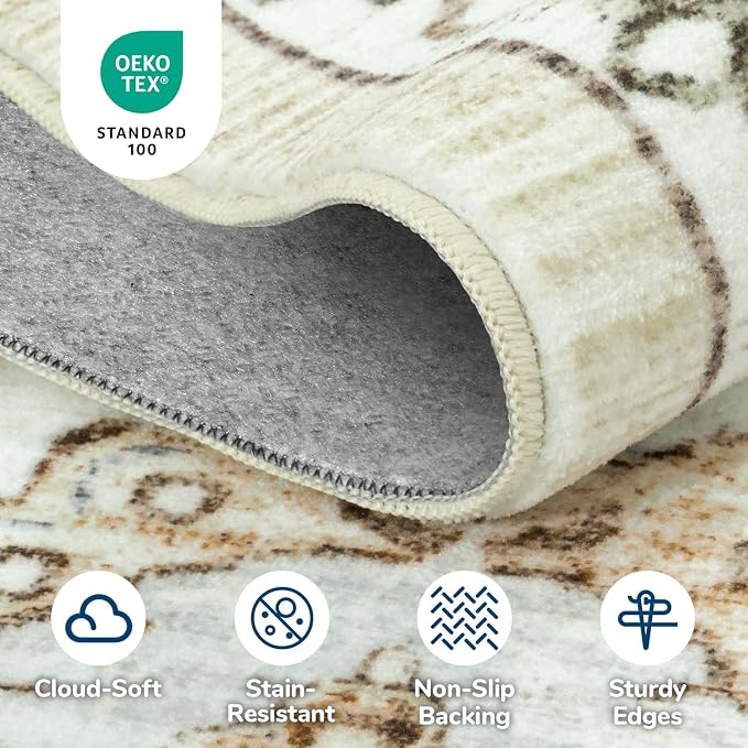 Lessymo 5x7 Area Rugs- Machine Washable Area Rugs, Super Soft Faux-Wool Area Rug - Image 7
