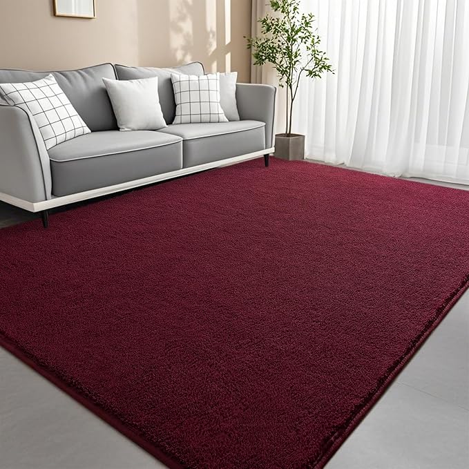 4x6 Red Area Rugs for Bedroom, Indoor Washable Memory Foam Burgundy Rug for by Woottpe