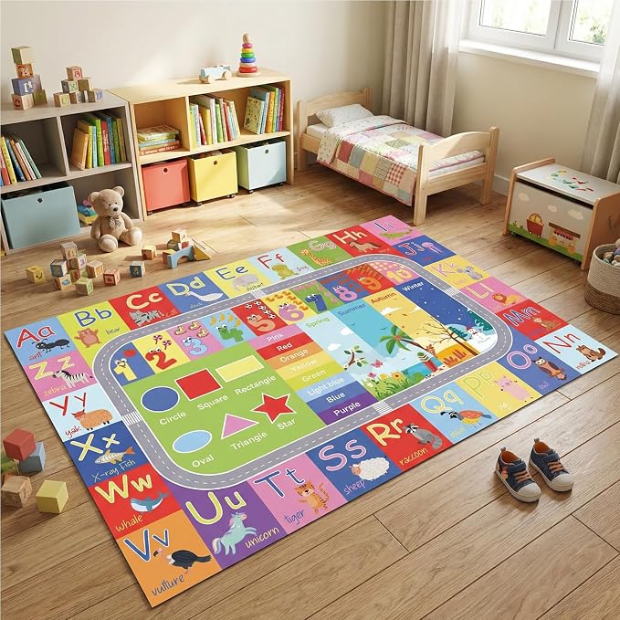 ABC Kids Rug, soft low-pile surface, non-slip backing, compact size - Image 6
