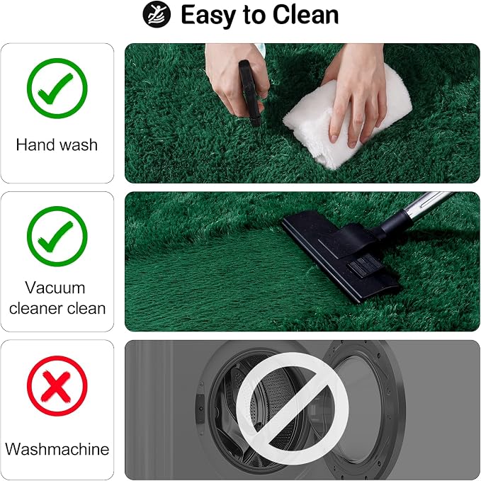 qulint 5x7 Area Rug for Living Room, Fluffy Green Rug for Bedroom Soft Shag - Image 4