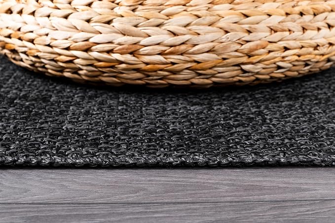CAMILSON Easy Jute Rug 9x12, Indoor Outdoor Dark Gray Black Farmhouse Area Rugs - Image 9