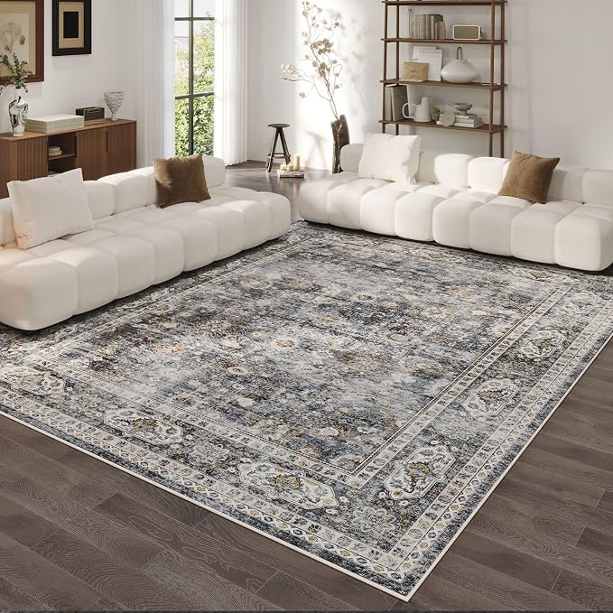 Rugcomf Area Rug 5x7 Washable Rug Boho Soft Non-Slip Non-Shedding Faux Wool by Rugcomf