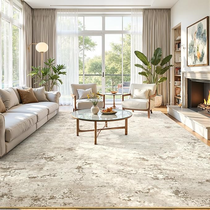 Toneed Abstract Area Rug 7x9 Modern Washable Rug Soft Non Slip Rug Low Pile - Image 3