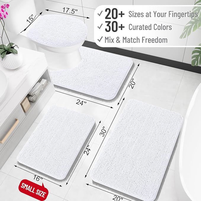 OLANLY Toilet Rugs U-Shaped 20x20, Extra Soft Absorbent Chenille Contour - Image 2