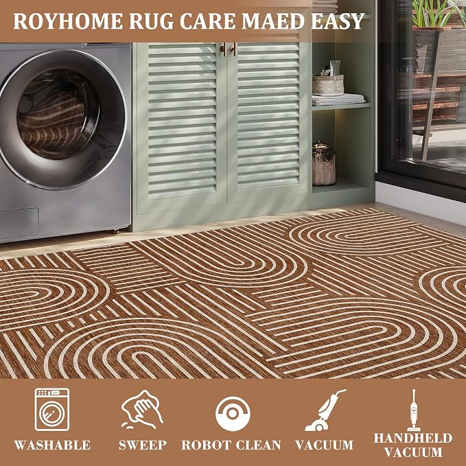 ROYHOME Modern Rug 2x6 Runners for Hallways, Abstract Kitchen Runner Rugs Non - Image 5