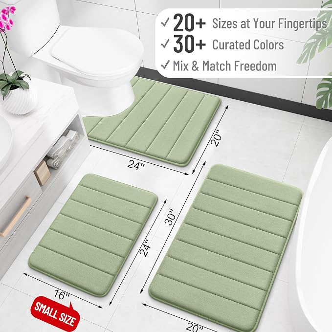 OLANLY Memory Foam Long Bathroom Rugs Runner 59x20, Super Soft Absorbent Bath - Image 2