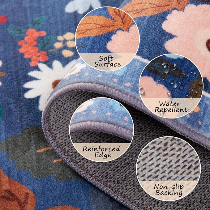 RELEANY Floral 2x10 Area Rugs Washable Print Boho Cute Carpet Non Slip Flower - Image 3
