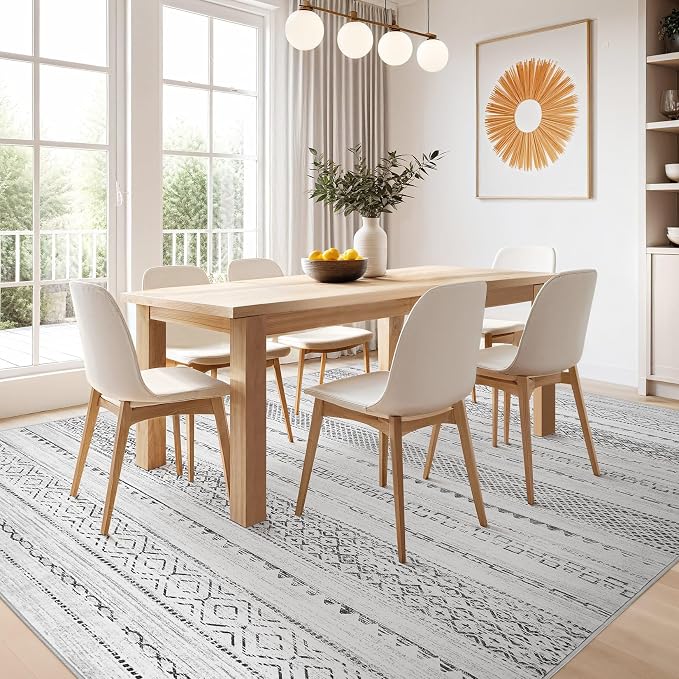 Nakagishi 6x8 Area Rug Living Room: Washable Boho Large Neutral Modern Soft - Image 5