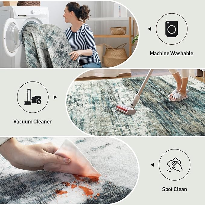 9x12 Area Rugs Washable Rug: Modern Abstract Living Room Rug Soft Anti-Skid - Image 4