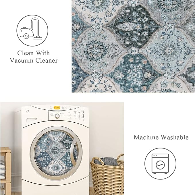 Lahome Moroccan Trellis Washable Rugs, 3x5 Area Rug - Image 3