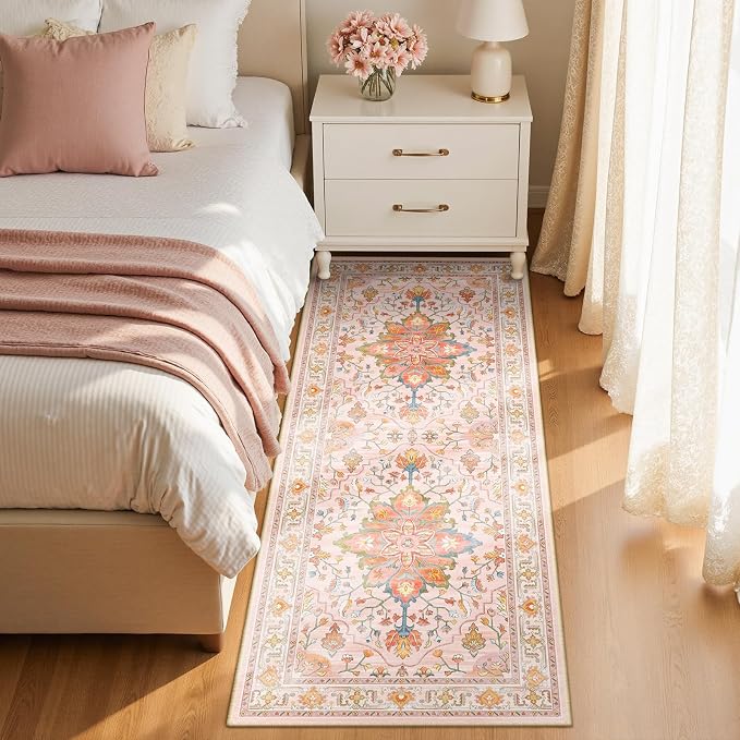 RELEANY Area Rugs Runner 2'x6' Washable Non-Slip, Floral Vintage Distress - Image 3