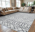 KUTA Washable Rugs 9x12 Grey, Moroccan Boho Large Area Rug Non-Slip, Ultra Soft by KUTA