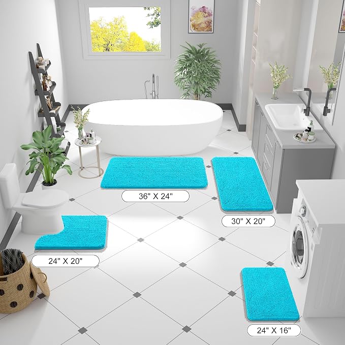 OLANLY Bathroom Runner Rugs 44x24, Soft Absorbent Chenille Bath Rugs, Rubber - Image 2