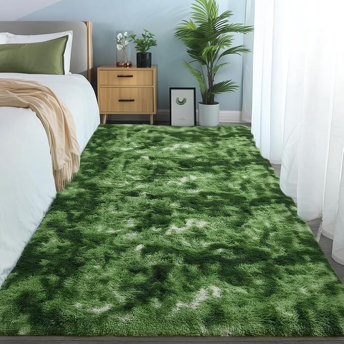 PAGISOFE Area Rugs for Bedroom 4x6, Fluffy Dark Green Rugs for Living Room - Image 4