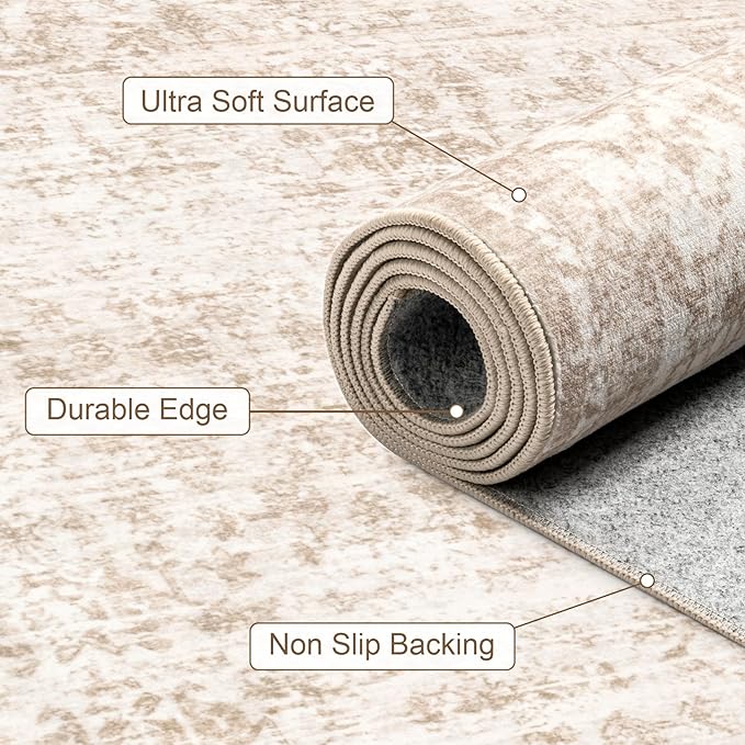 3x5 Area Rugs Living Room Rug: Washable Vintage Boho Rug No Slip Stain - Image 7
