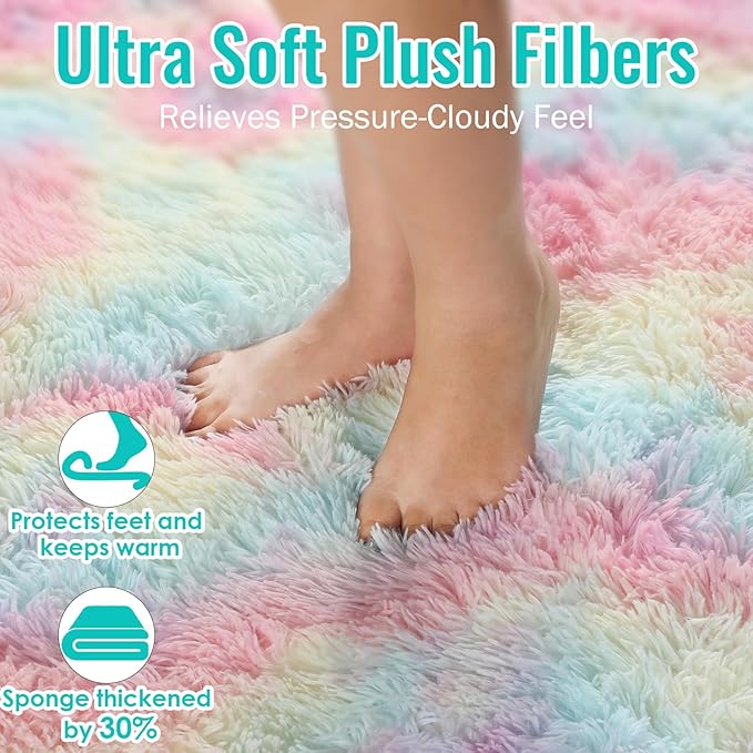 PAGISOFE 4x6 Rainbow Fluffy Soft Plush Area Rugs - Image 6