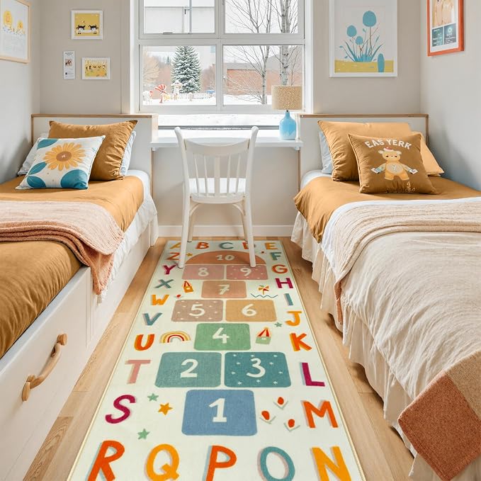 STARUIA Washable Hopscotch Rug for Indoor Playroom, Colorful Educational Kids - Image 9