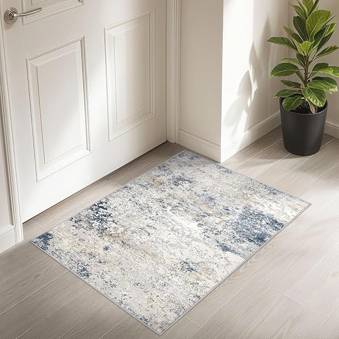 DMOYEST 2x3 Entryway Area Rug: Washable Neutral Modern Abstract Small Rug - Image 5