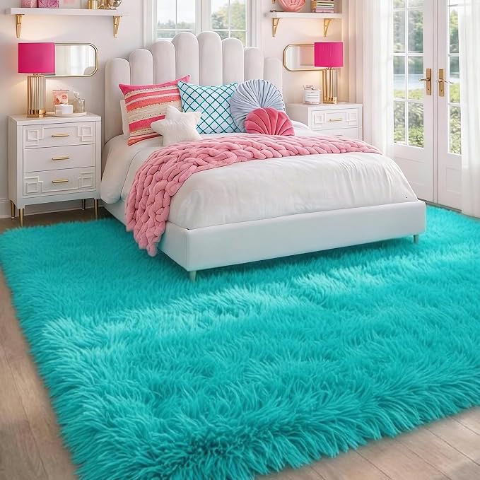 PAGISOFE Teal Rug Fluffy Shag Area Rugs - Image 4