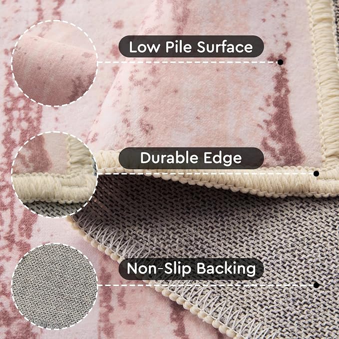 tchdio Pink Rug-5x7 Area Rugs for Living Room, Ultra Soft Washable Rugs for - Image 3
