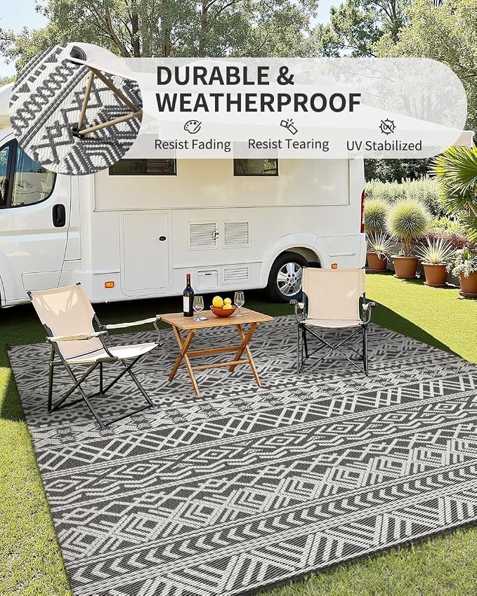 MontVoo Outdoor Rug Carpet Waterproof 10x14 Outdoor Patio Rug Mat Reverisble - Image 4