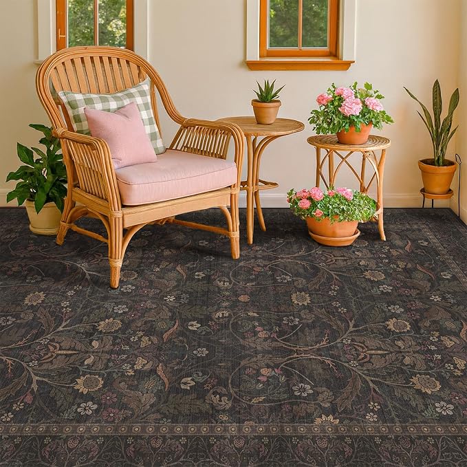 Washable 5x7 Dark Brown Rug for Living Room, Low Pile Soft Area Rugs for Bedroom - Image 3