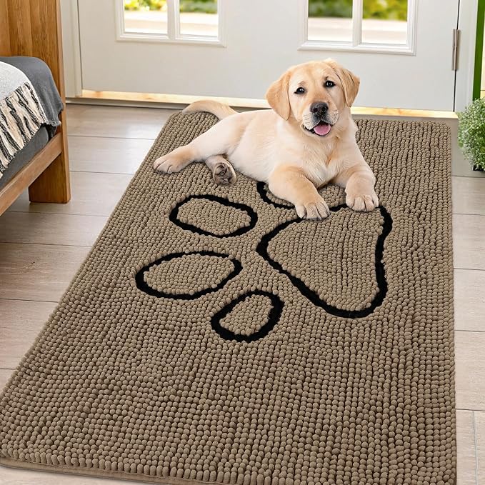 Smiry Dog Door Mat for Muddy Paws, Absorbent Dirt Trapper Non Slip Quick Dry by Smiry