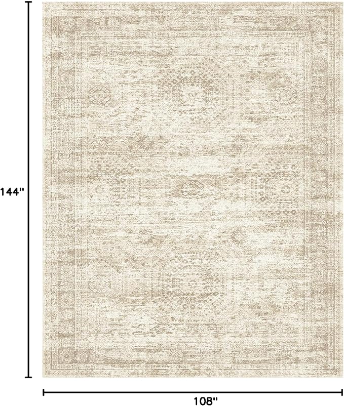 Soalmost 9x12 Area Rugs for Living Room, Non Slip Machine Washable Vintage Rugs - Image 2