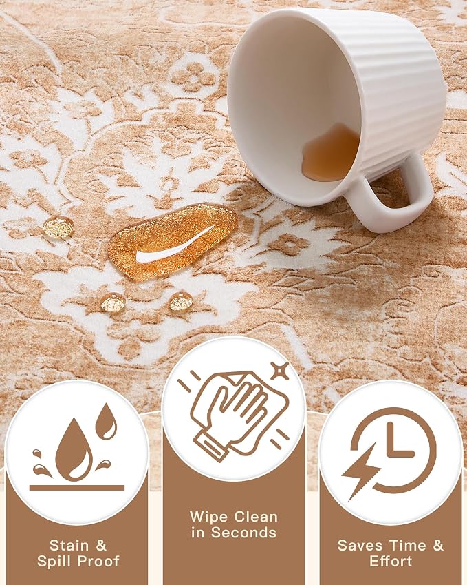 Madane Washable Area Rug 4x6, Low Pile Stain Resistant Vintage Area Rugs - Image 7