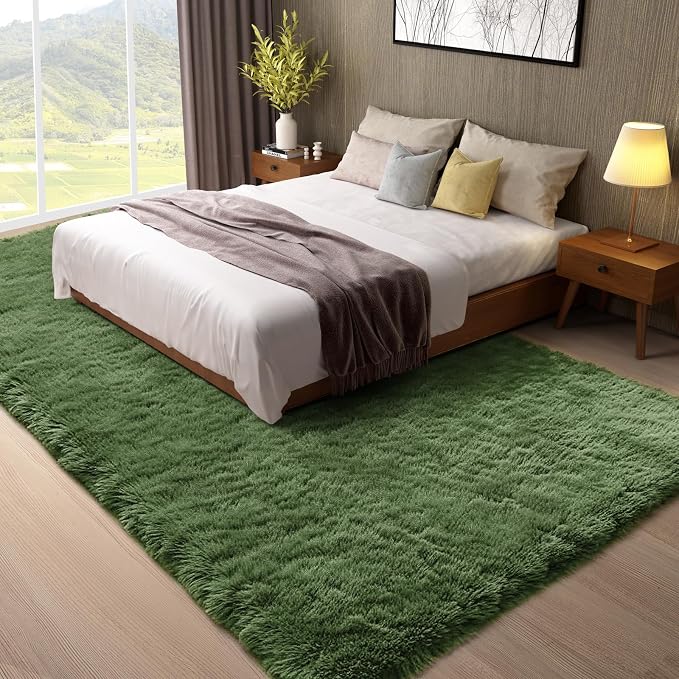 Ophanie Gray Green Rugs for Living Room 5x8, Grass Shag Fluffy Large Fuzzy - Image 5