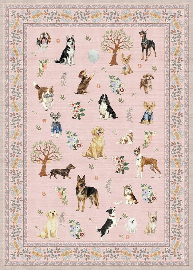 Dogs Rugs 24x17 Inch Home Decor Entry Rug, Small Door Mat Runner, Ultra-Thin by WelcometoBabovid