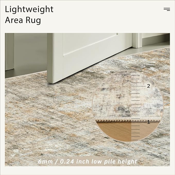 Soalmost 9x12 Area Rugs for Living Room, Non-Slip Machine Washable Vintage Rugs - Image 7