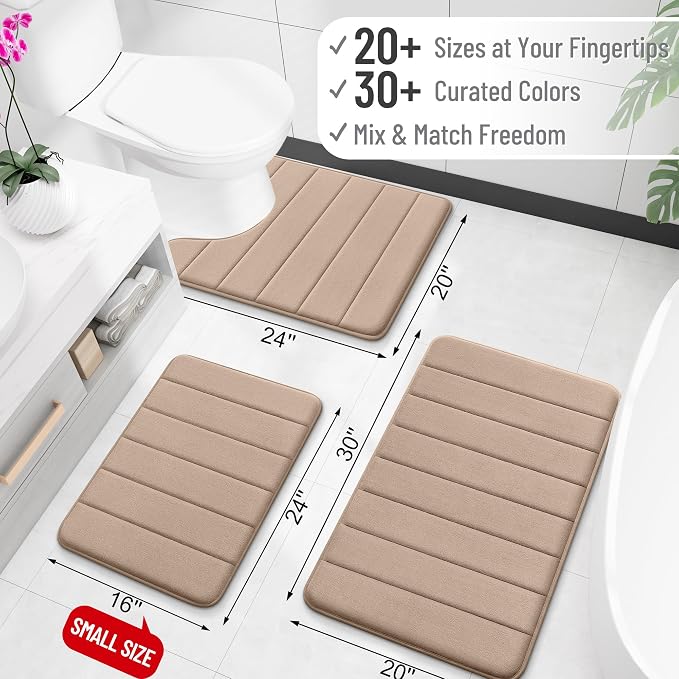 OLANLY Memory Foam Bath Mat 40x32, Super Soft Absorbent Bathroom Rugs, Quick Dry - Image 2