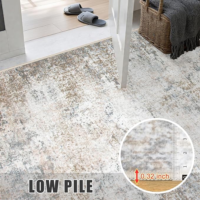 4x4 Area Rug Living Room Rug: Washable Modern Abstract Soft Thin Rug Indoor - Image 7