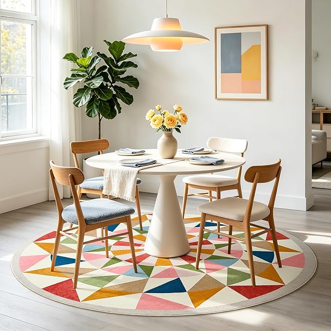 Terrug Multicolored Geometric Round Rug 5ft - Image 3