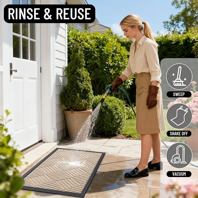 OLANLY Front Door Mat Outside Entrance 33x21, Heavy Duty Sturdy Natural Rubber - Image 7