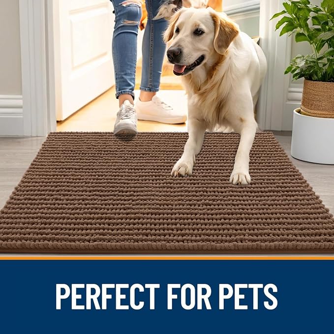 OLANLY Dog Door Mat for Muddy Paws 34x21, Ultra Absorbent Chenille Mud Doormat - Image 6