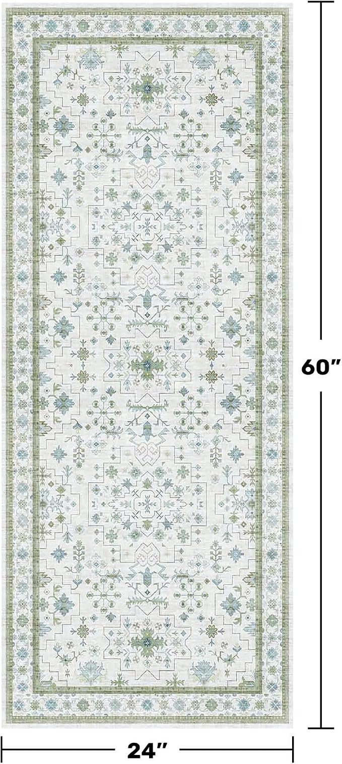 Hazo Haus Washable Oushak Bathroom Runner Rug 2x5 - Image 2