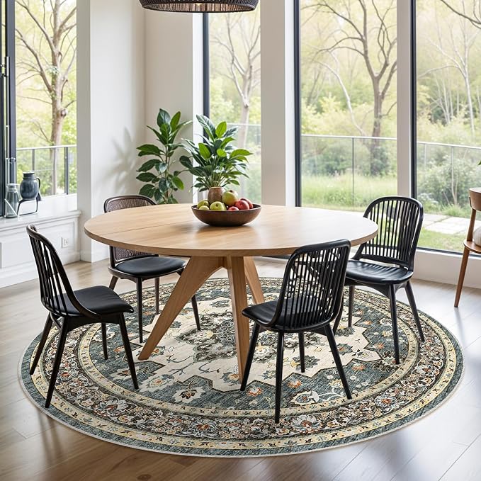 TOPRUUG Washable Oriental Area Rug - 6ft Round Rugs - Image 3