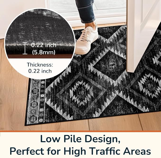 BESTSWEETIE Area Rug 2x5 Rug Machine Washable Non-Slip Low Pile Print Pattern - Image 5