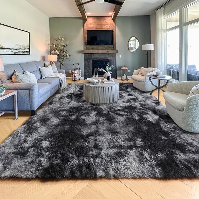 PAGISOFE Area Rugs 9x12 Living Room, Large Dark Grey Shag Rugs - Image 5
