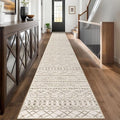 KUTA Long Hallway Runner Rug 2.6x18 Non-Slip Washable, Moroccan Vintage Beige by KUTA