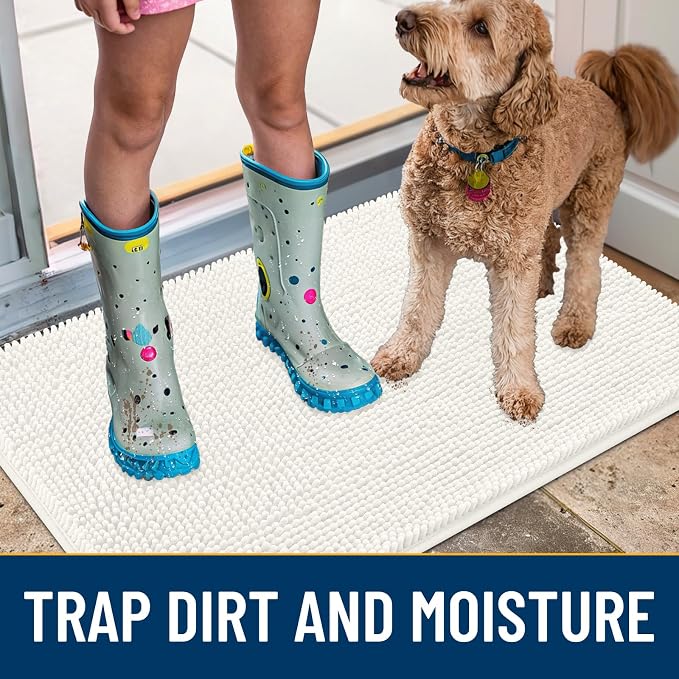 Smiry Dog Door Mat for Muddy Paws 48x30, Absorbent Dirt Trapper, Non-Slip - Image 3