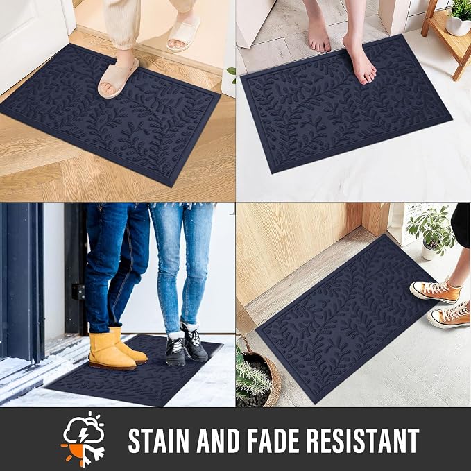 HIYARD Front Door Mat, Absorbent Dirt Trapping Welcome Door Mat Indoor Outdoor - Image 3